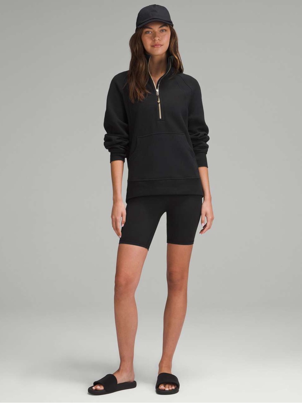 Black oversized Lululemon 1/4 zip scuba funnel neck jacket